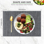BETEAM Placemats Set of 8, Woven Vinyl Place Mats for Dining Table, Gray