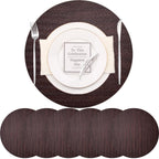 PIGCHCY Place Mats Heat-Resistant Non Slip Placemats Washable Easy to Clean Woven Vinyl Placemats for Dining Table (Set of 4, Brown)