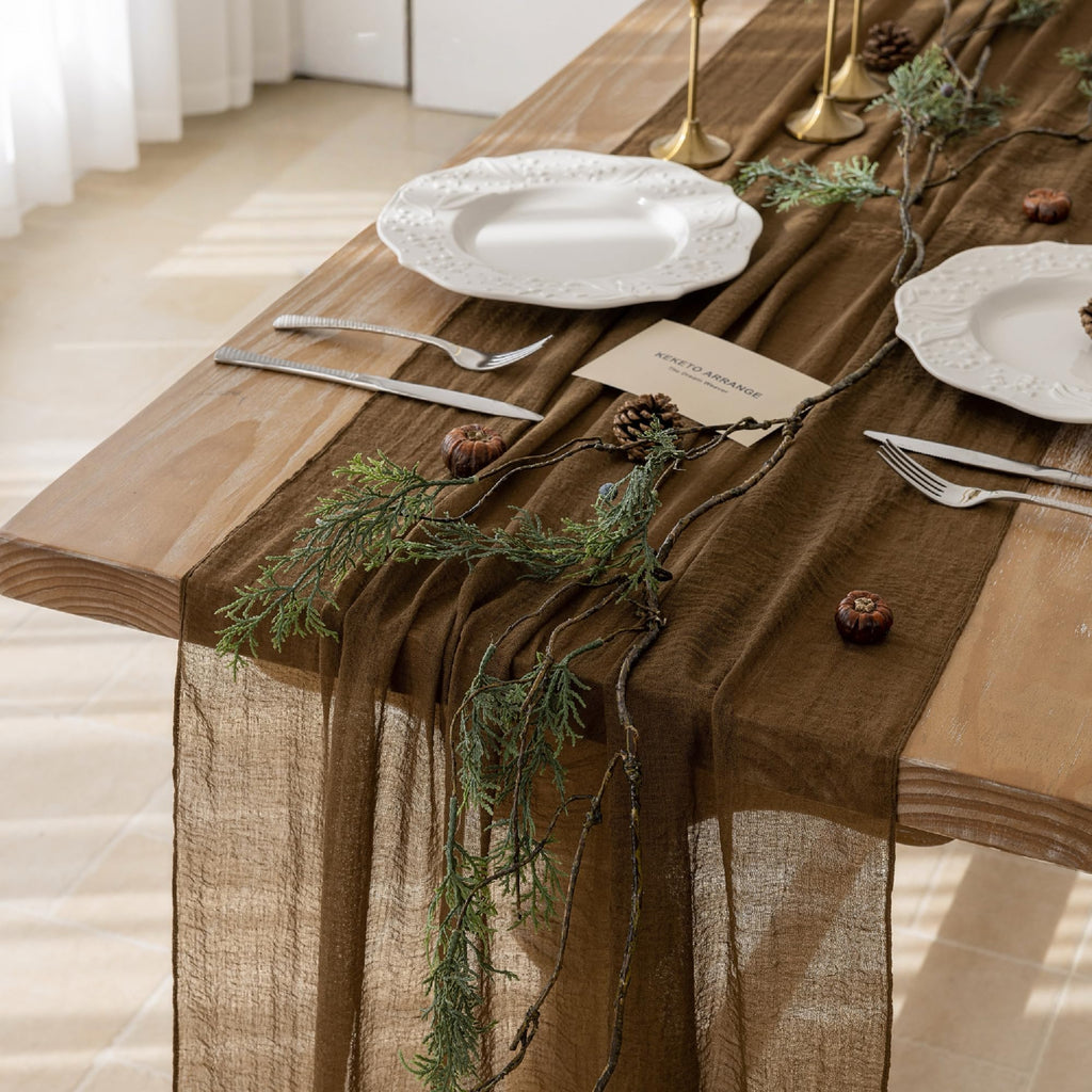 Sage Green Cheesecloth Table Runner 120 Inches Fall Party Home Decorations