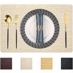 PIGCHCY Place Mats Heat-Resistant Non Slip Placemats Washable Easy to Clean Woven Vinyl Placemats for Dining Table (Set of 4, Brown)