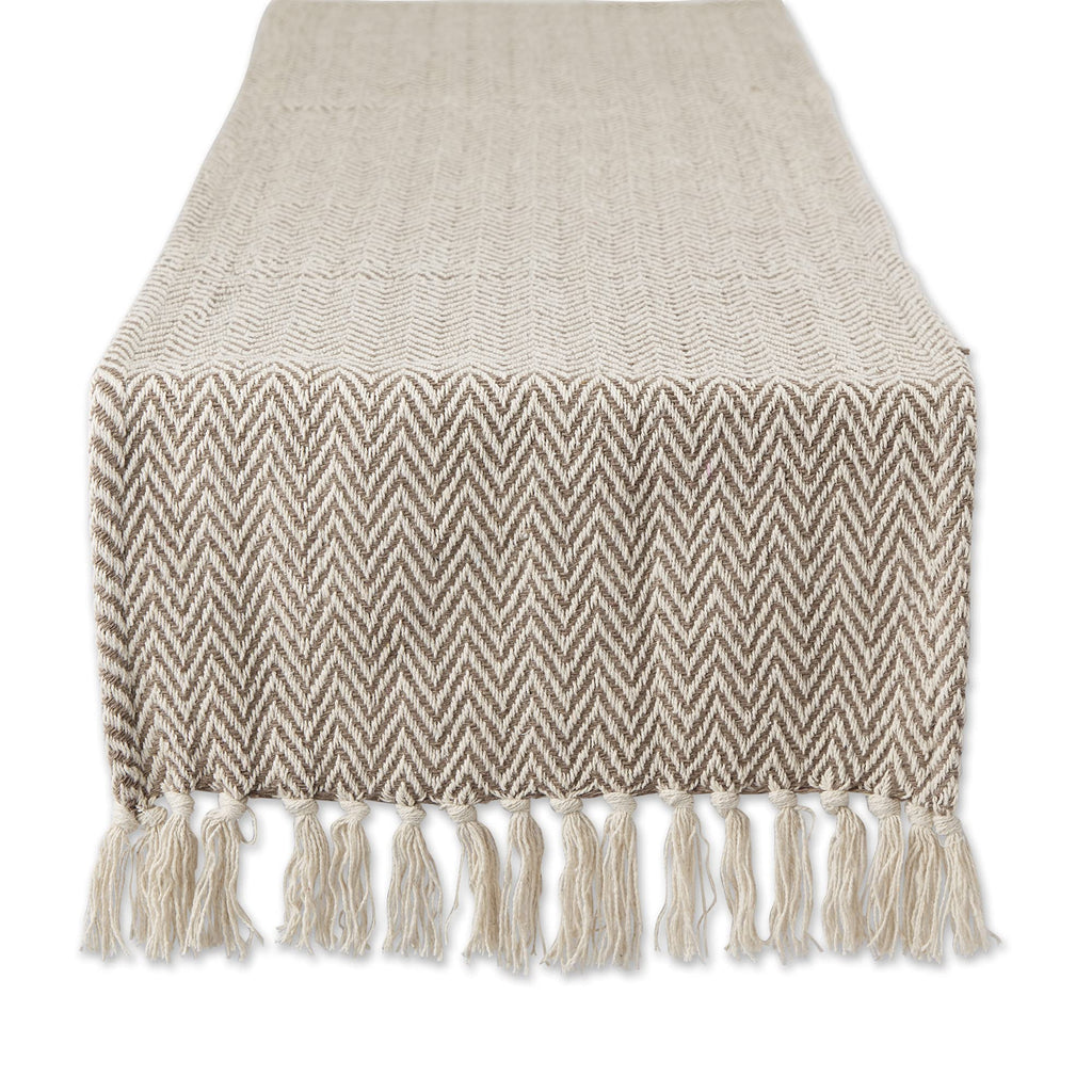 DII Woven Basic Tabletop Collection Chevron Table Runner, 15x72, Off-White