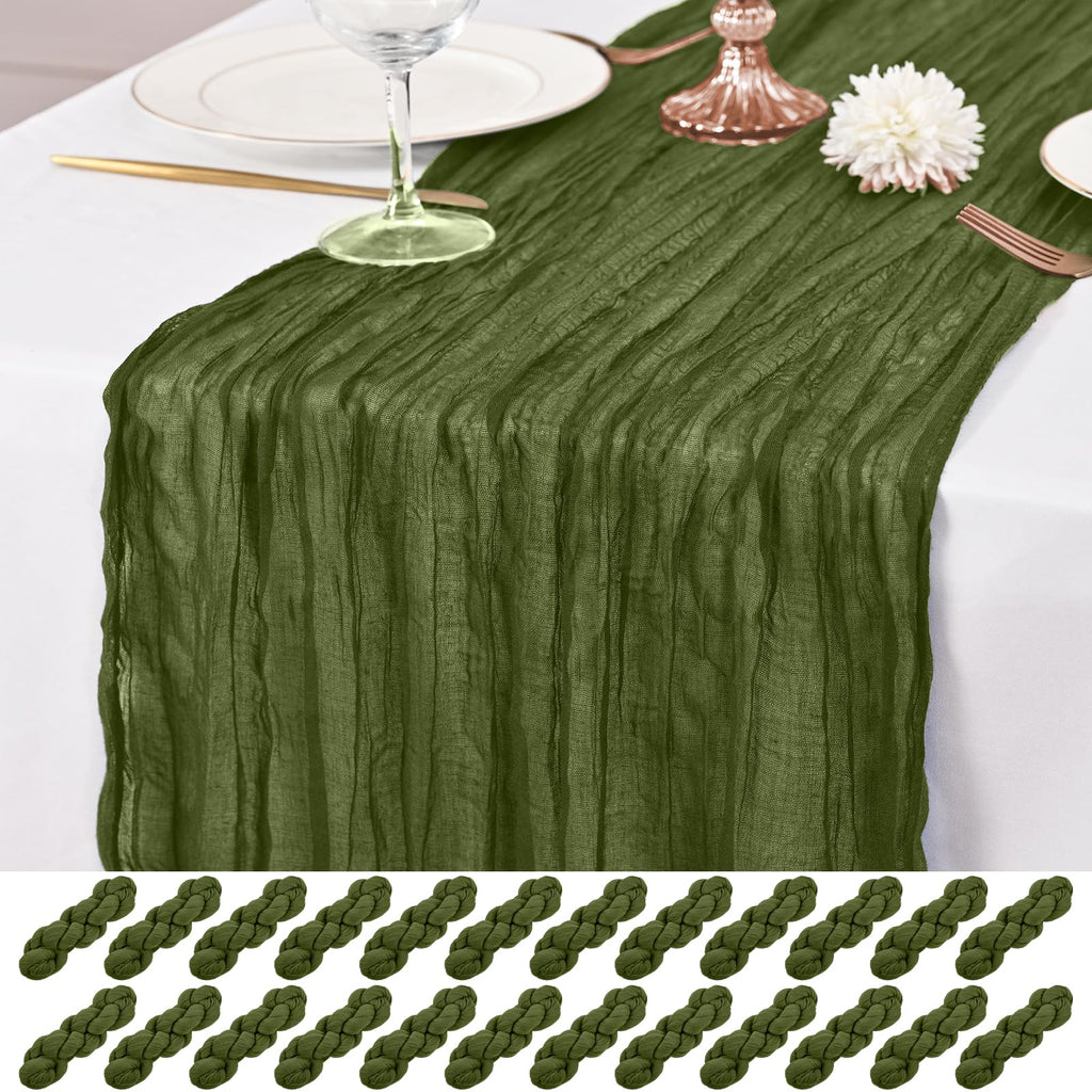 12 Pack Brown Table Runner 10Ft Cheesecloth Table Runner Rustic Gauze Table Runners Romantic Long Sheer Fabric Cheese Cloth Table Runners for Wedding Party Bridal Baby Shower