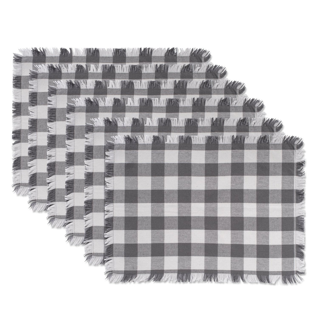 DII Fringed Check Tabletop, Table Runner, 14x108, Stone Brown
