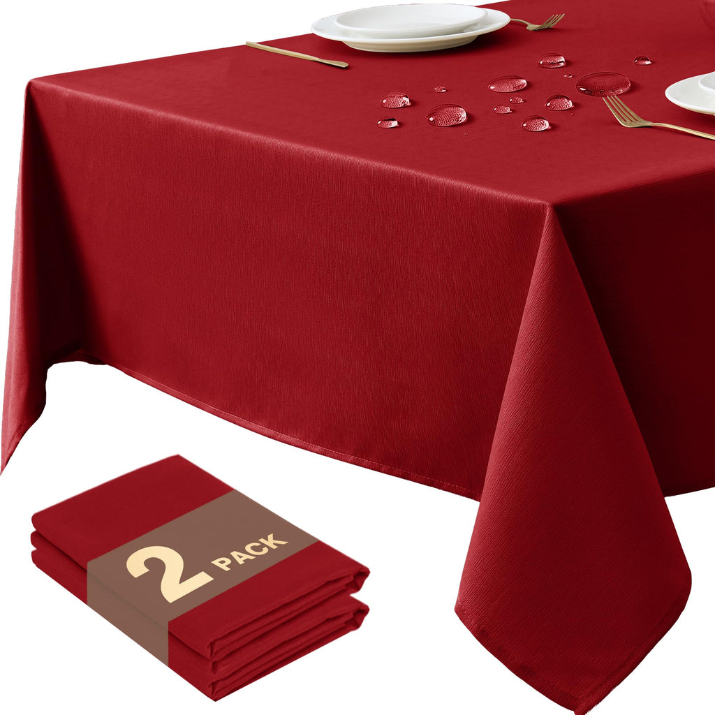 Table Cloths Rectangle 6ft, Slub Textured, Waterproof, 2-Pack