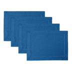 Solino Home 100% Pure Linen Placemats Green Hemstitch, 14 x 19 in, Set of 4