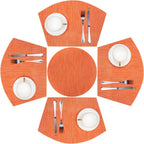 SHACOS Small Round Table Placemats Set of 5 Woven Vinyl Wedge Placemats with Centerpiece Round Table Mats Heat Resistant Wipe Clean (5, Black Gray)