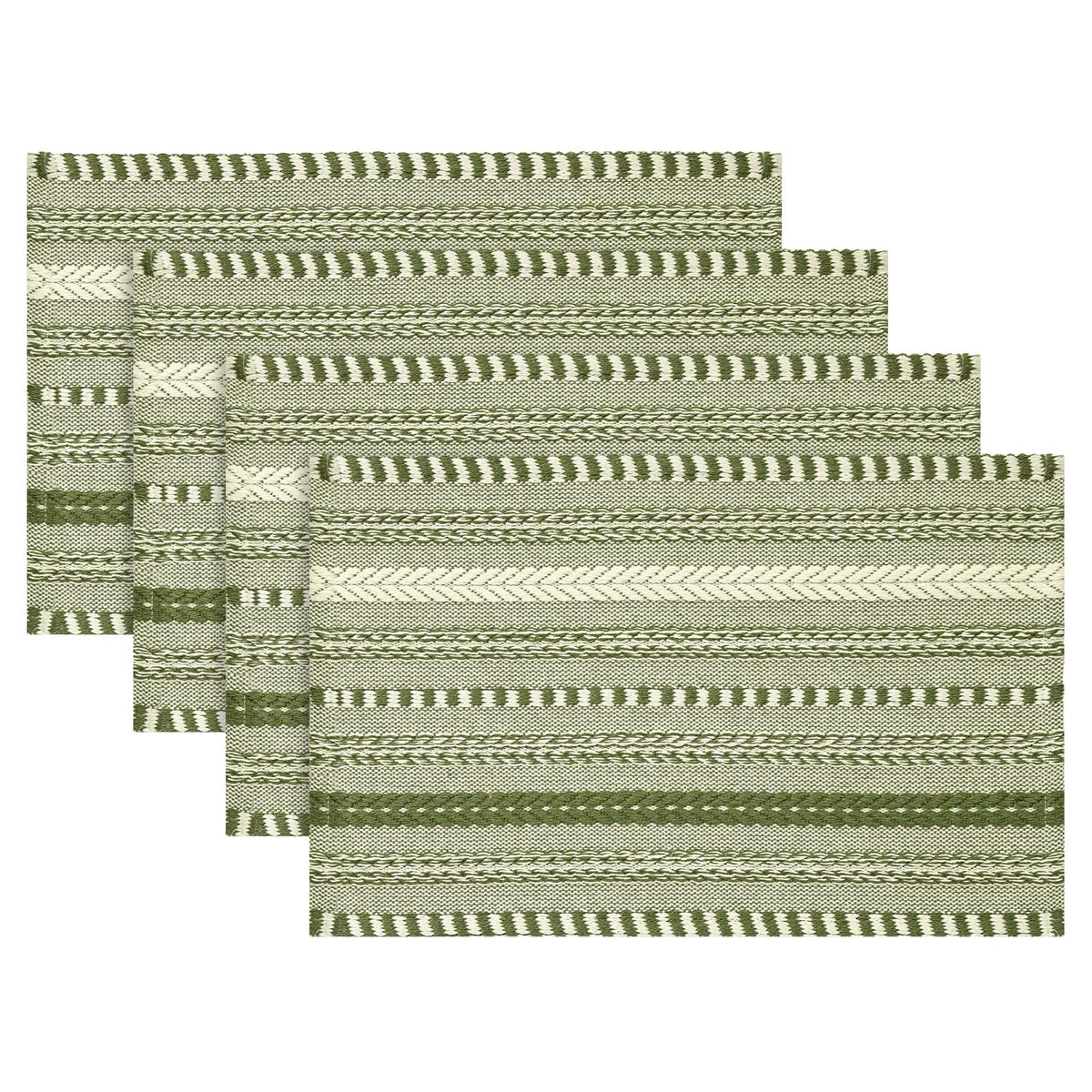 Artoid Mode Pink Woven Braided Stripe Placemats Set of 4-12x18 Inch