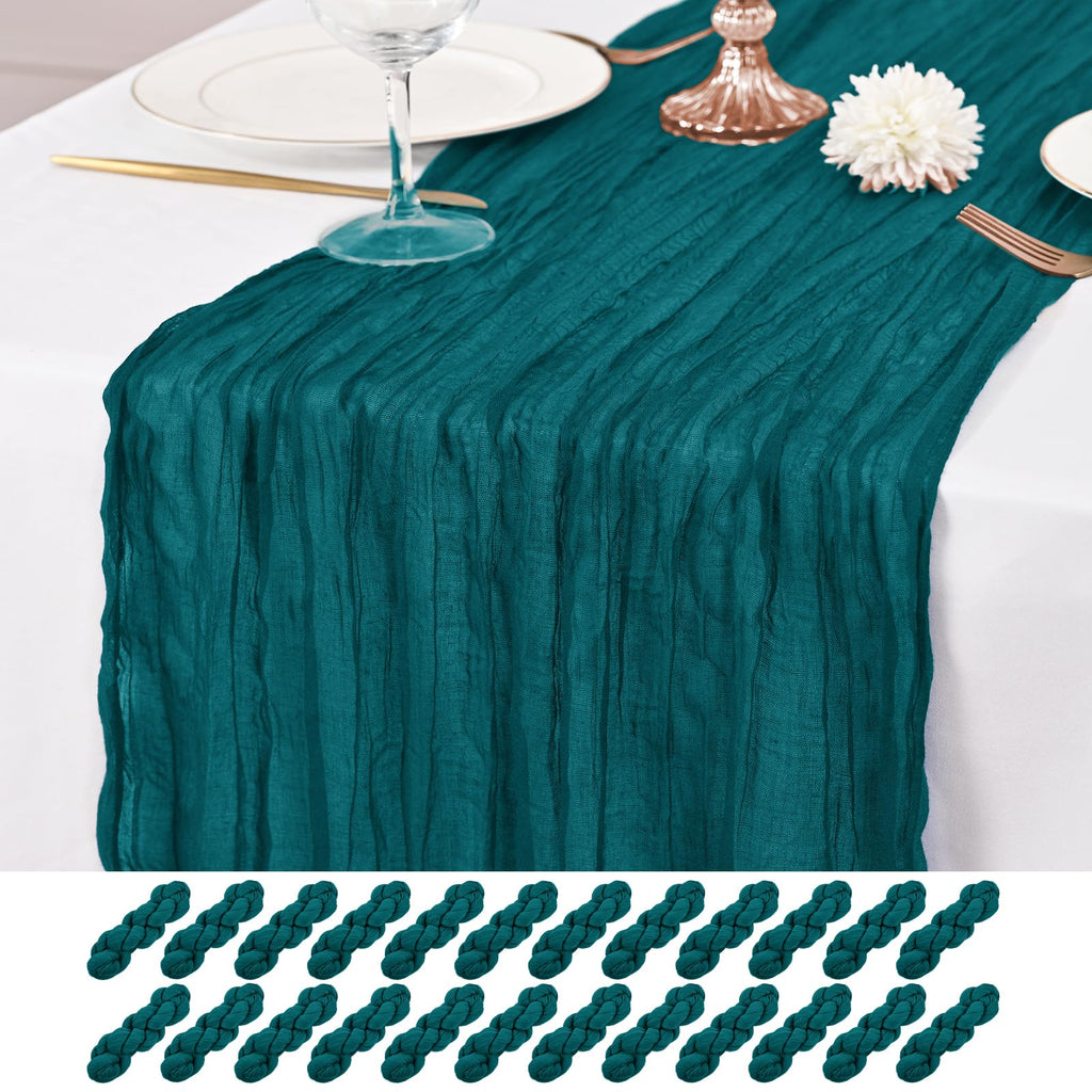 12 Pack Brown Table Runner 10Ft Cheesecloth Table Runner Rustic Gauze Table Runners Romantic Long Sheer Fabric Cheese Cloth Table Runners for Wedding Party Bridal Baby Shower