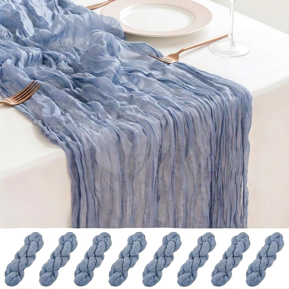 8 Pack Black Cheesecloth Table Runner 17x108 Inch Boho Gauze Sheer Table Runners for Wedding Party Shower Bridal Shower Birthday Home Decor
