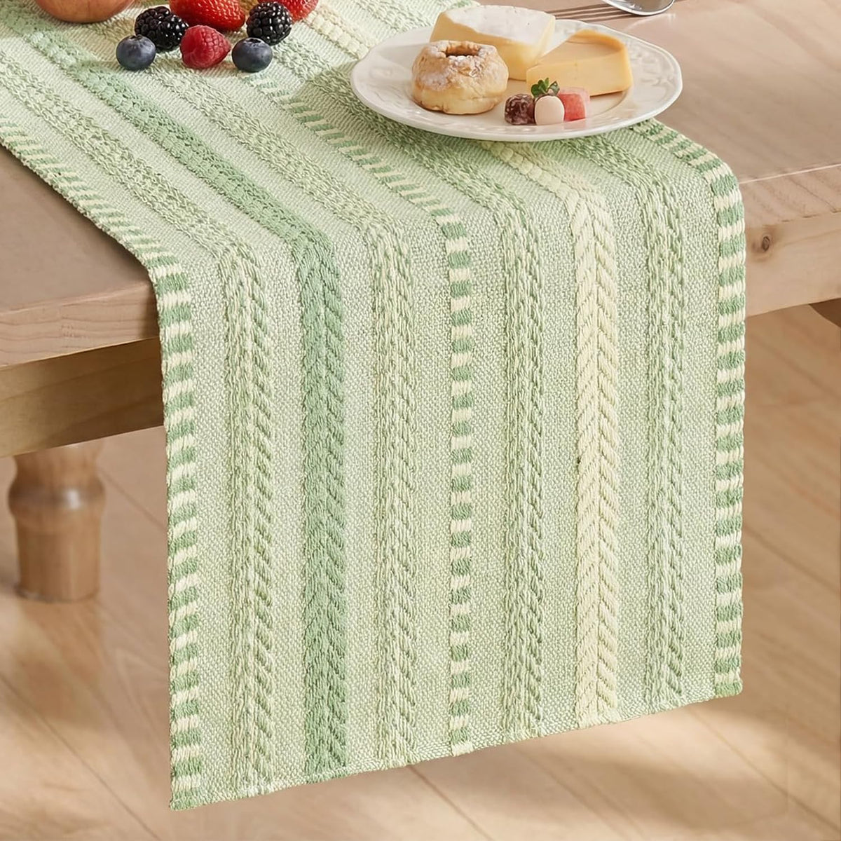 Artoid Mode Black Farmhouse Stripe Braided Table Runner 12x72 Inch