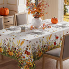 XCHI Fall Wild Flowers Pumpkin Rectangle Tablecloth Decorations 60x104 Inch