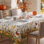 XCHI Fall Wild Flowers Pumpkin Rectangle Tablecloth Decorations 60x104 Inch