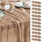 Wokceer Cheesecloth Table Runner Beige 10FT Boho Gauze Runner, 2 Pack