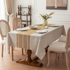 Joyfol Day Rustic Waterproof Linen Tablecloth, Heavy Weight Beige Embroidery Table Cloths for Rectangle Tables, Burlap Farmhouse Table Covers (Coffee Leaves, 55''x 86'')