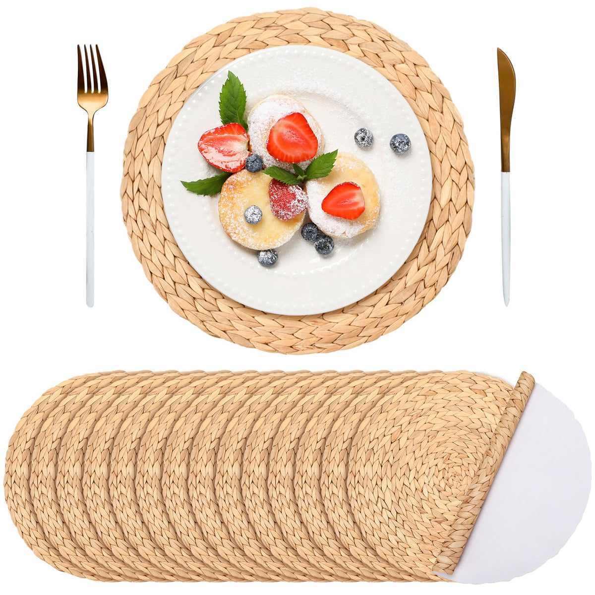 Sinmoe 100 Pcs Disposable Paper Placemats Bulk,Natural,Straw