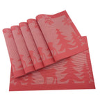 Place Mats PVC Set of 6, Table Placemats Set of 6 PVC Table Mats Natural Color (6 pcs, Red Leaves)