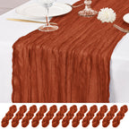 12 Pack Brown Table Runner 10Ft Cheesecloth Table Runner Rustic Gauze Table Runners Romantic Long Sheer Fabric Cheese Cloth Table Runners for Wedding Party Bridal Baby Shower