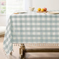 Softalker Fall Gingham Rectangle Tablecloth with Tassel, Orange, 55" x 84"