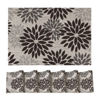 Artoid Mode Floral Vinyl Placemats Set of 4, 12x18 Inch Washable Non-Slip Plastic Vinyl Place Mats for Party Kitchen Dining Decor, Brown