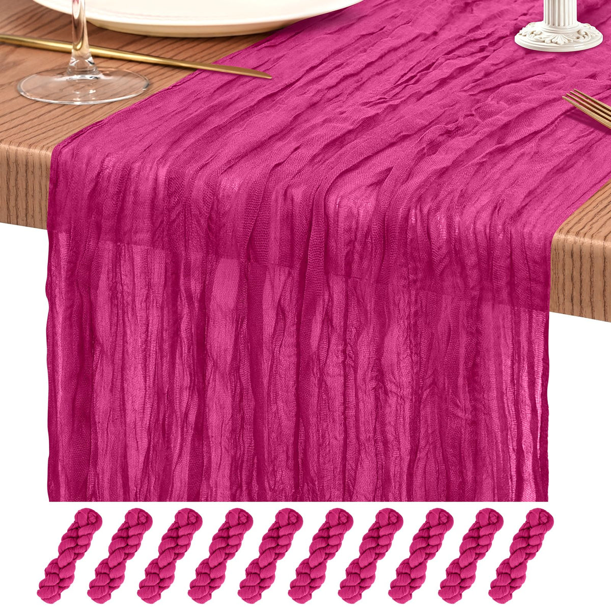 10 Pack Light Pink Cheesecloth Table Runner Wedding Birthday Table Decor