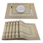 PIGCHCY Placemats,Durable Placemats for Dining Table,Washable Woven Vinyl Kitchen Placemats Set of 4 (Brown)