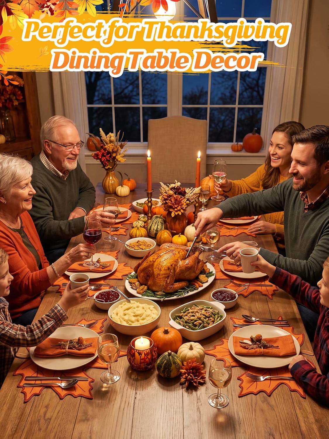 Alphatool Fall Placemats Set of 6 for Thanksgiving Table Decor