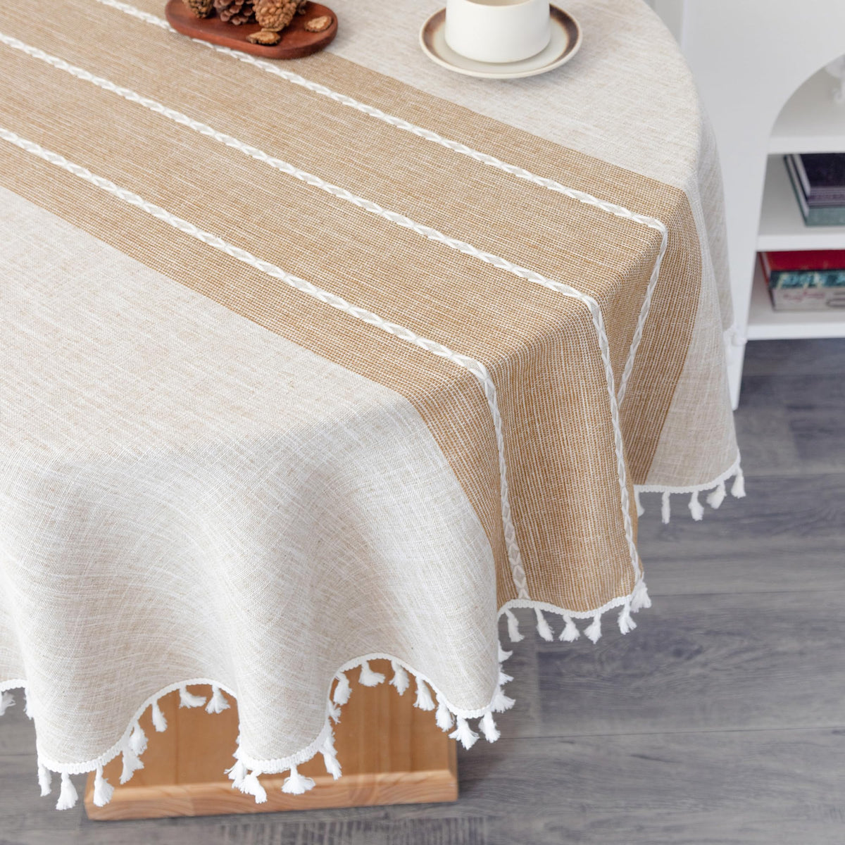 Waterproof Cotton Linen Washable Round Tablecloth 52 Inch Grey