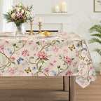 Spring Flower Leaves Washable Rectangle Table Cloth 60x84inch