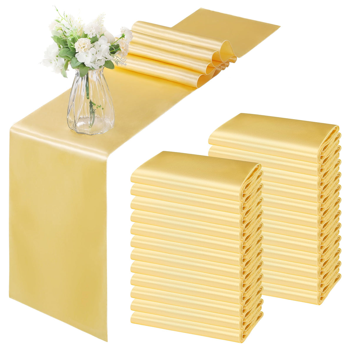 Horbaunal 12 Pack Sage Green Satin Table Runner 12 x 108 Inch