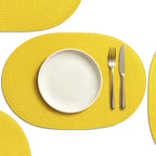 AHHFSMEI Placemats Set of 8 for Dining Table Washable Woven Non-Slip 18x12 inches Placemat Heat-Resistant Durable Table Mats for Dining Table Easy to Clean (Yellow, 8)