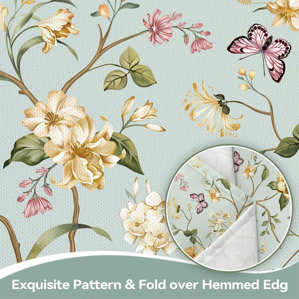 Spring Flower Leaves Washable Rectangle Table Cloth 60x84inch