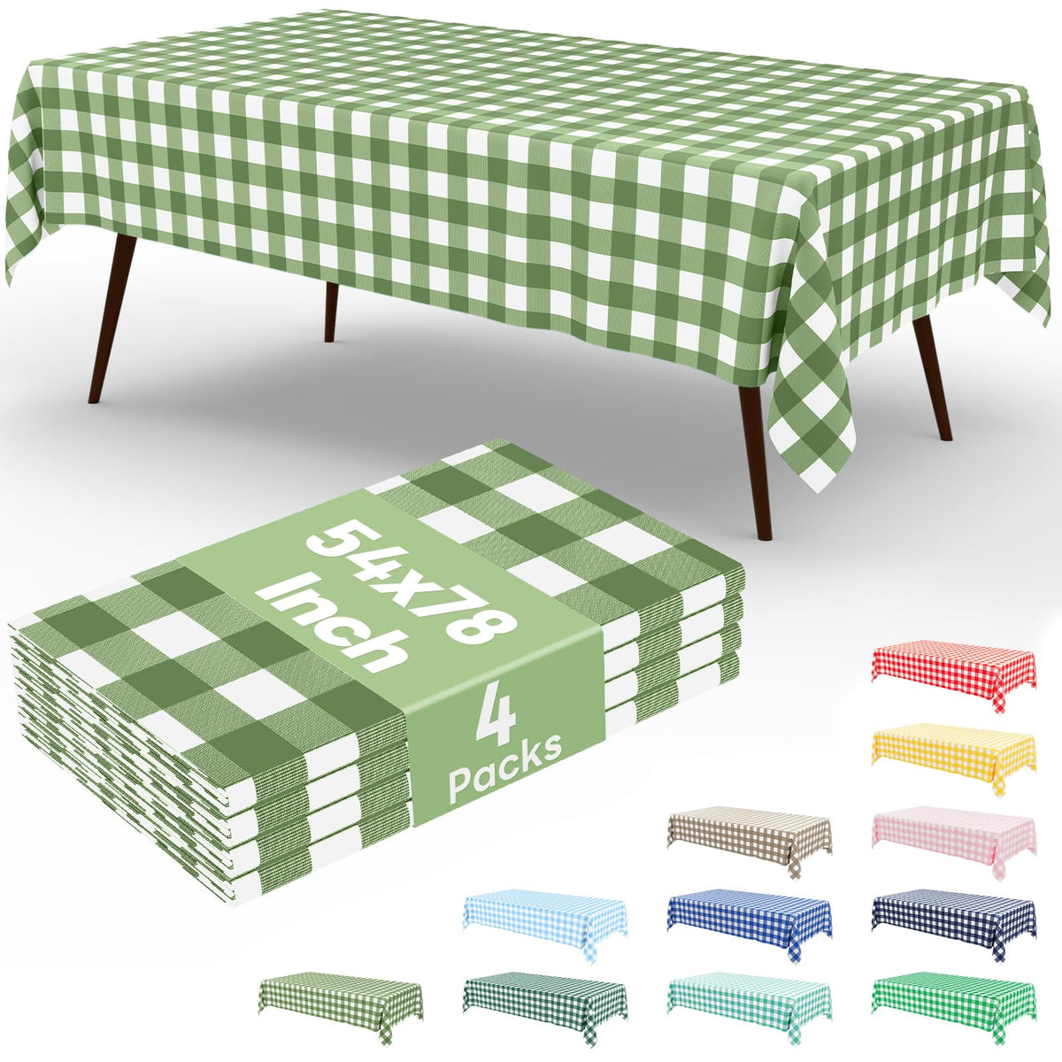 misaya 4 Packs 54 x 78 Inch Checkered Disposable Table Cloth