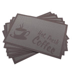 Place Mats PVC Set of 6, Table Placemats Set of 6 PVC Table Mats Natural Color (6 pcs, Red Leaves)