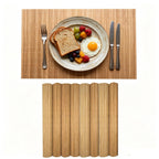 4-Pack Bamboo Placemats,Woven Heat-Resistant Rectangular Table Mats,Natural Dining Place Mats,Rustic Japanese Style Wood Mats for Indoor Dining,Kitchen and Party Use, Coffee