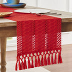 ZeeMart Macrame Style Boho Table Runner, 12x72 Inch Ivory