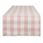 DII Fringed Check Tabletop, Table Runner, 14x108, Stone Brown