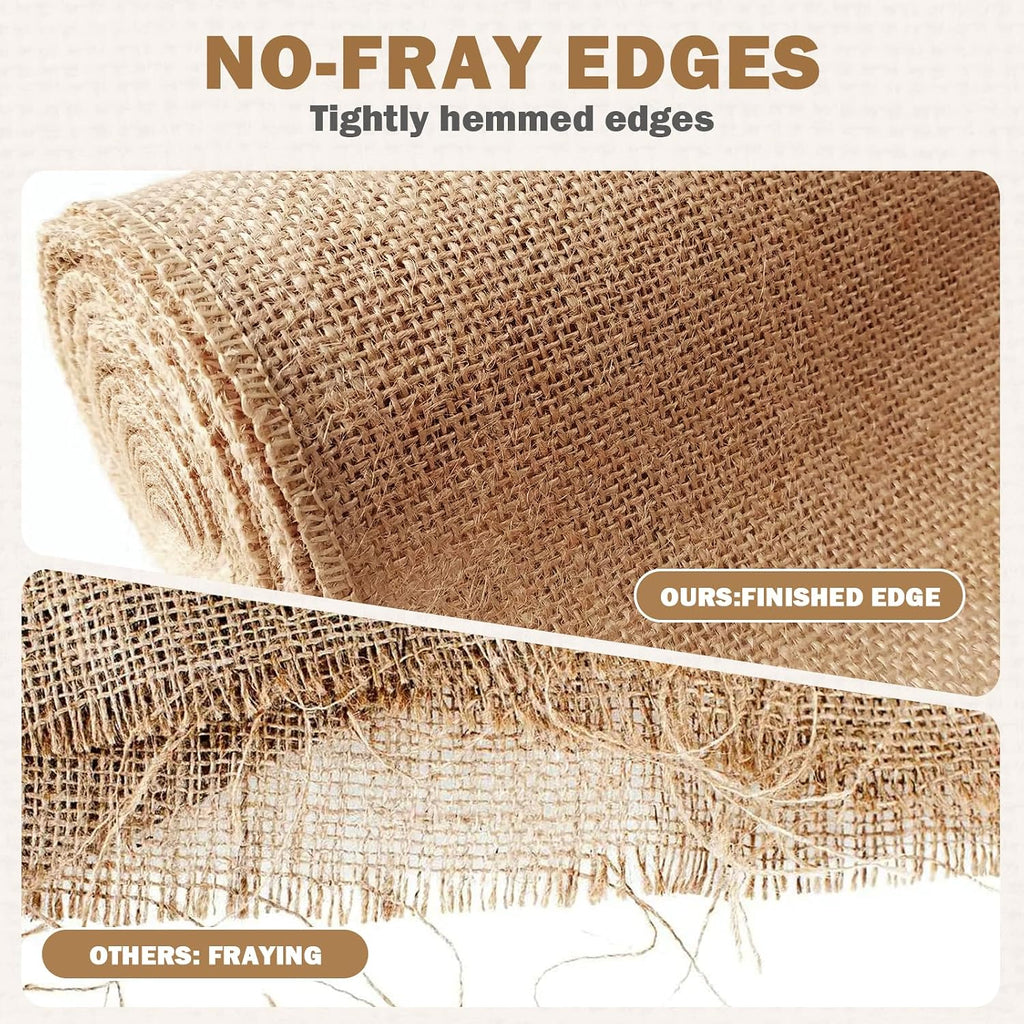 12" x 10 yd Burlap Table Runners, Jute Burlap Runner for Table, Fabric Roll with Finished Edges, Ideal for Weddings, Placemats, Crafts, Home Decoration, Gardening