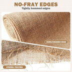 12" x 10 yd Burlap Table Runners, Jute Burlap Runner for Table, Fabric Roll with Finished Edges, Ideal for Weddings, Placemats, Crafts, Home Decoration, Gardening