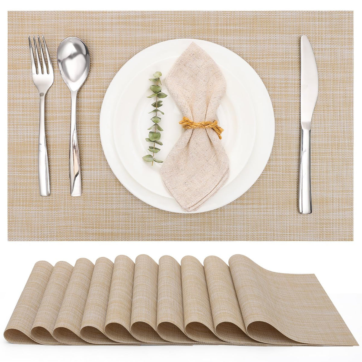 Myir JUN Black Placemats Set of 8 Kitchen and Dining Table Placemats