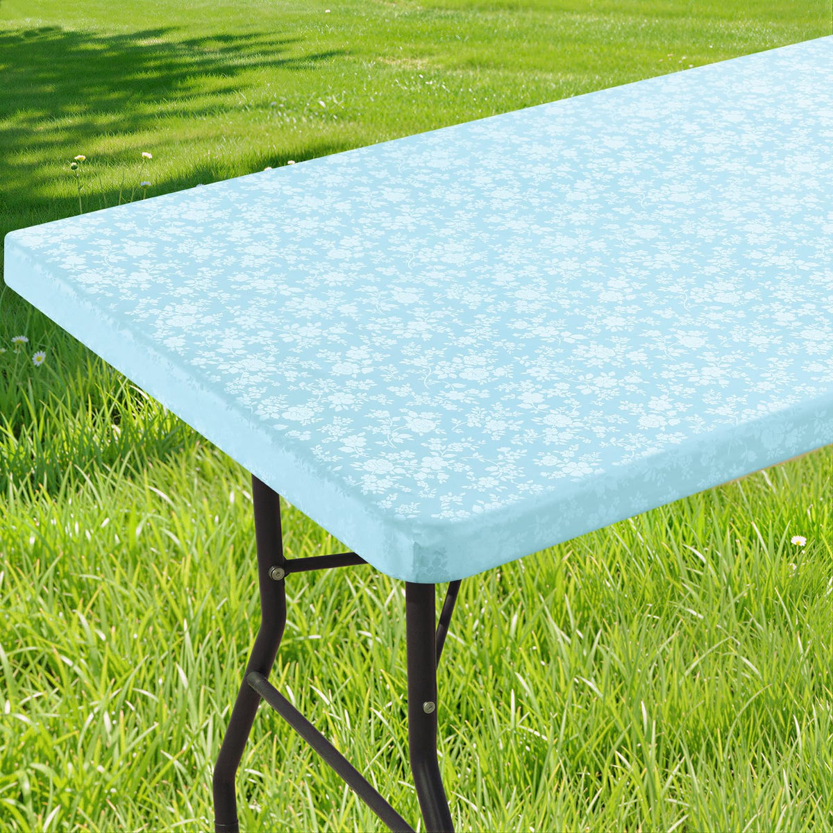 Smiry Heavy Duty Vinyl Fitted Tablecloths for 6 Foot Rectangle Tables