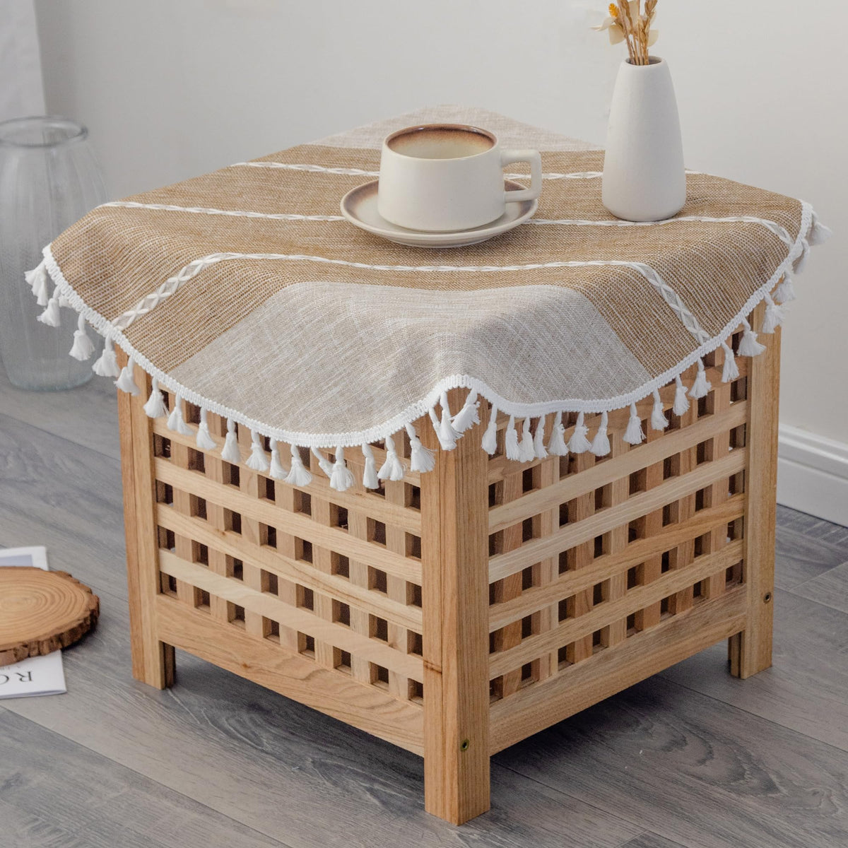 Waterproof Cotton Linen Washable Round Tablecloth 52 Inch Grey