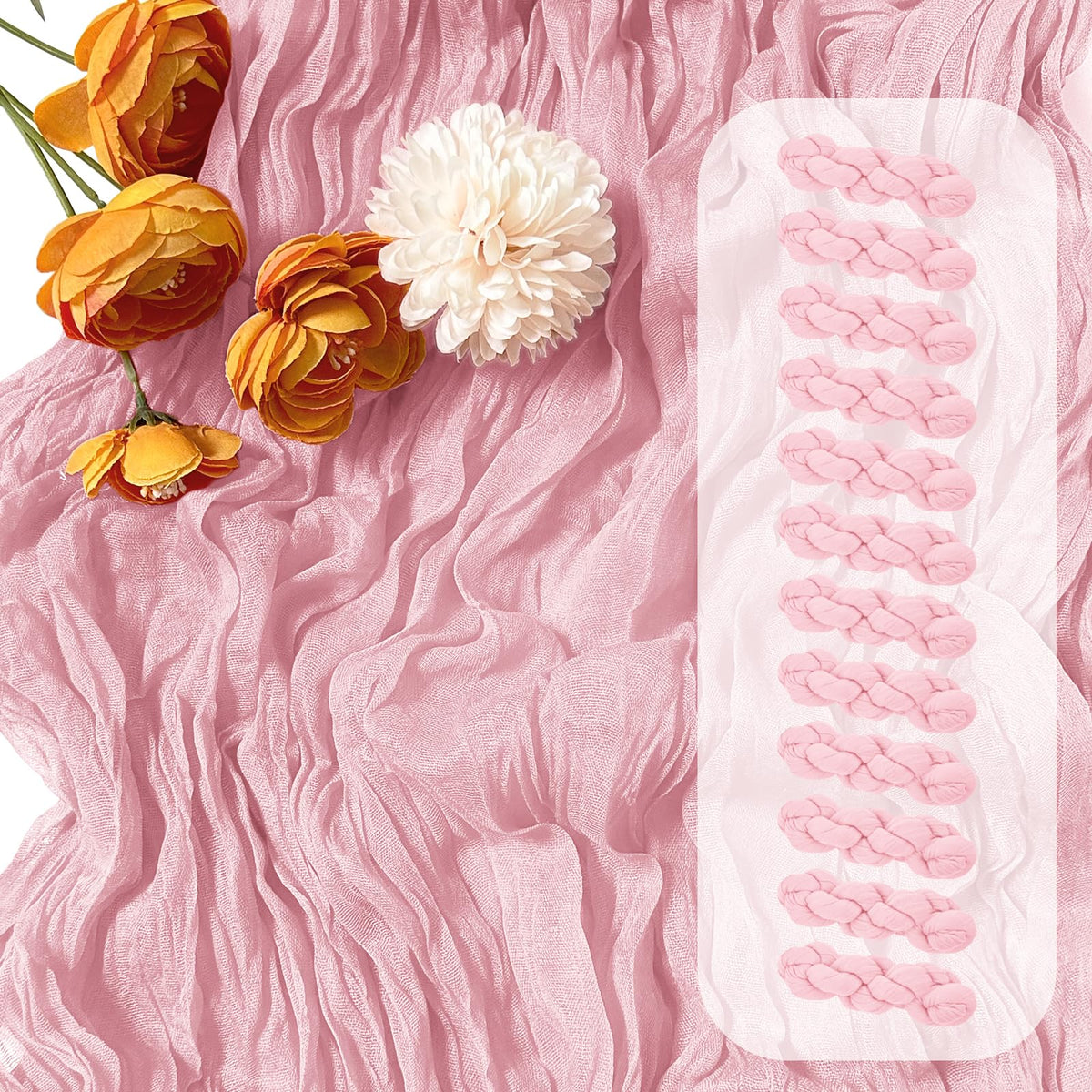 12 Pack Beige Cheesecloth Table Runner 17 x 108 Inch Gauze Table Runner Fabric Semi Sheer Cheese Cloth Table Decoration Bulk for Rustic Romantic Wedding Baby Shower Table Decoration
