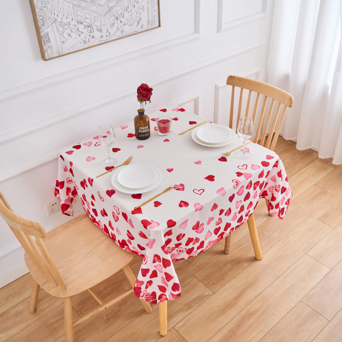 Fall Tablecloth Rectangle Fall Leaves Thanksgiving Pumpkins Table Cloth - 60 x 84 Oblong Polyester Autumn Harvest Seasonal Table Cover Washable Waterproof for Party Picnic Kitchen Dining Outdoor Décor