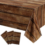 Irenare 8 Pcs Brown Wood Grain Western Tablecloth Plastic
