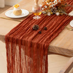 FEXIA Beige Cheesecloth Table Runner Gauze Rustic Boho Party Decoration