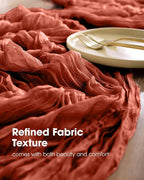 Pureegg 2 Pack Cheesecloth Table Runner 120 Inch Rust