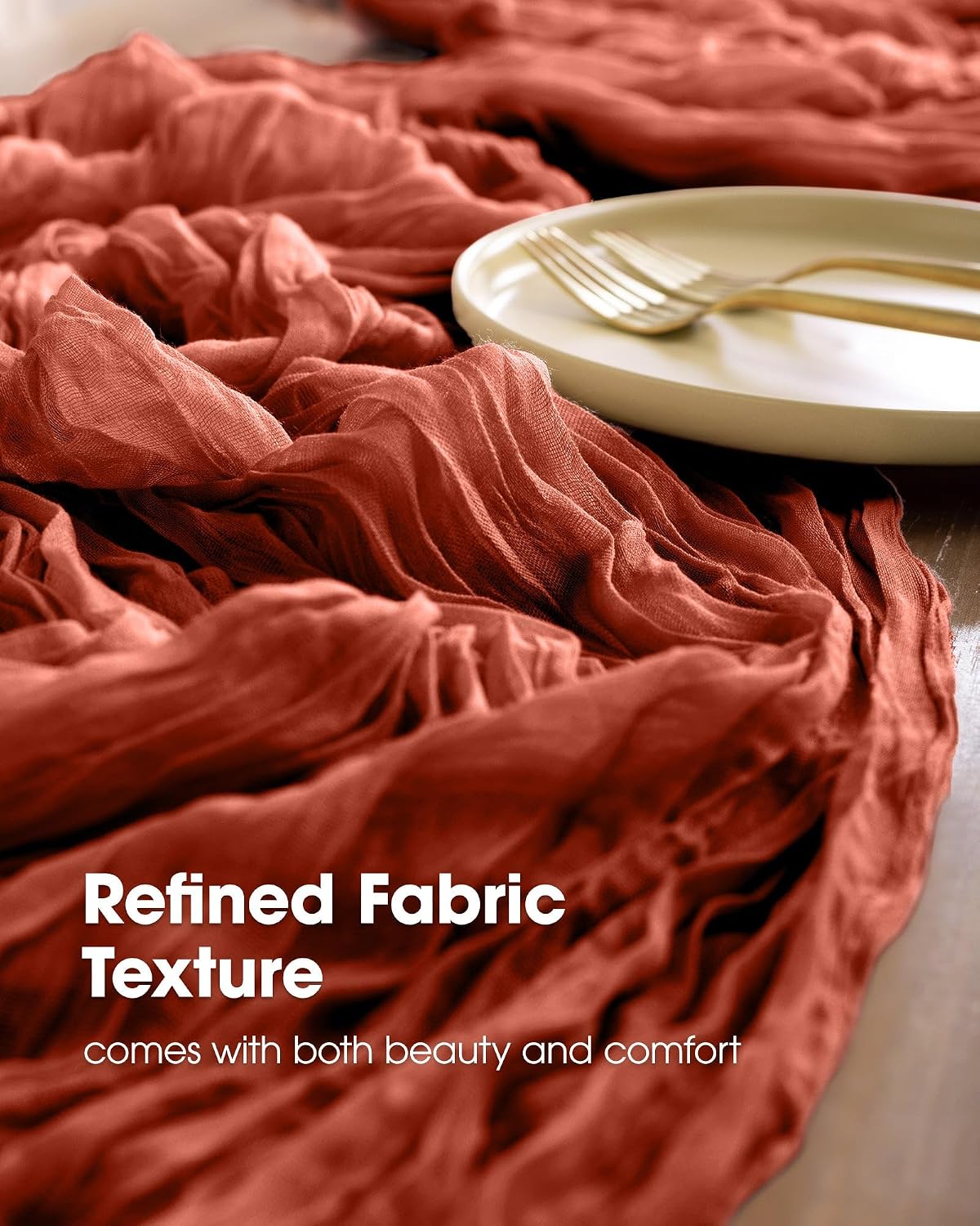 Pureegg 2 Pack Cheesecloth Table Runner 120 Inch Rust