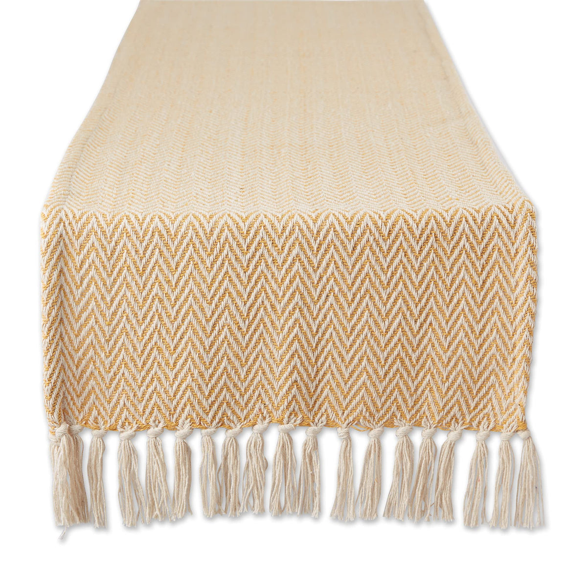 DII Woven Basic Tabletop Collection Chevron Table Runner, 15x72, Off-White