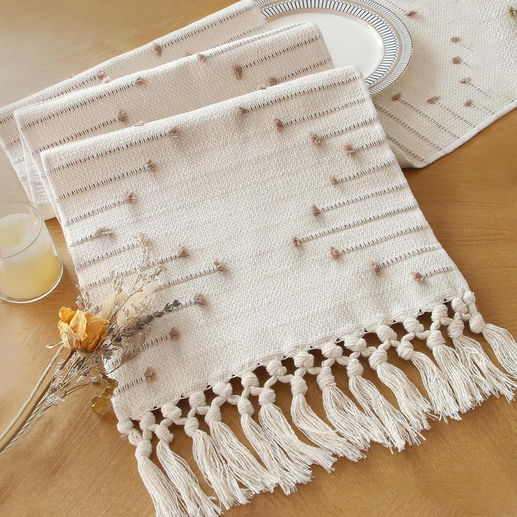 FEXIA Boho Table Runner for Fall Home Decor 12x72 Rustic with Tassels