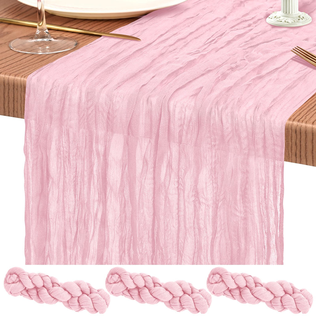 10 Pack Light Pink Cheesecloth Table Runner Wedding Birthday Table Decor